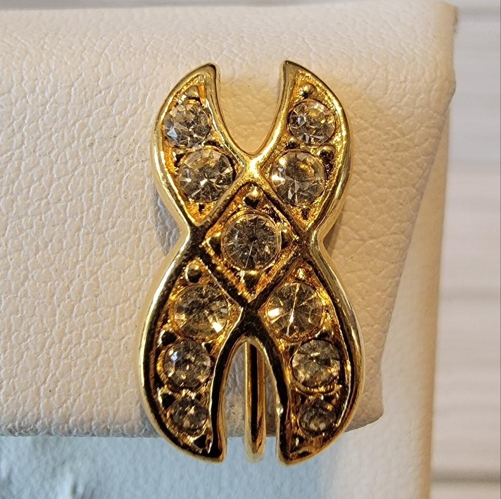 Vintage Napier Gold-tone X Clip-on Earrings